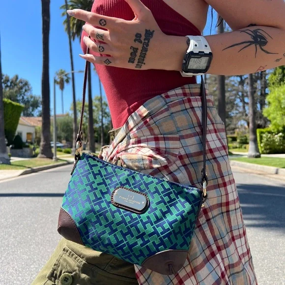 Tommy Hilfiger Jacquard Canvas Tommy Hilfiger Bags Green Blue